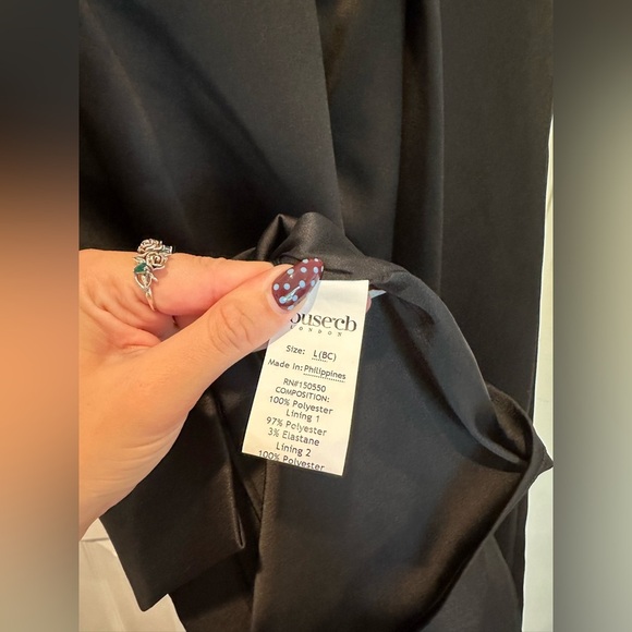 House of CB Paloma Black Satin Twist Strap Midi Dress - Picture 8 of 9